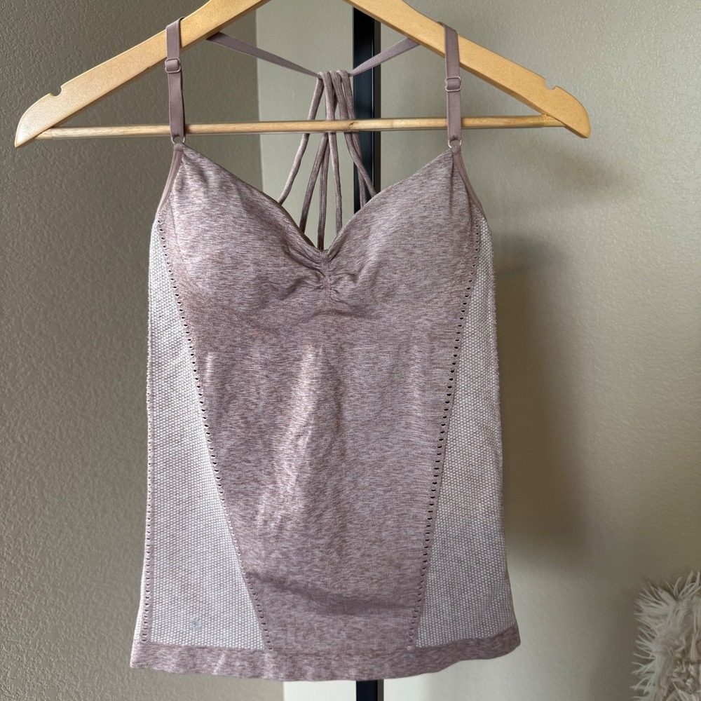 Athleta Allegro Support Tank Top Womens Small‎ Sugarplum Mauve Strappy Back